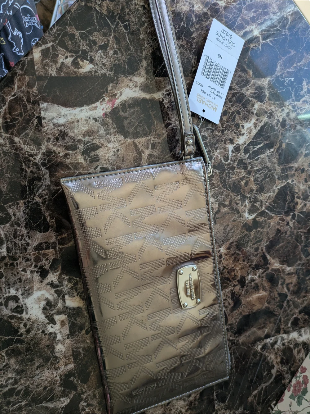Michael Kors Metallic Gold Wristlet Clutch